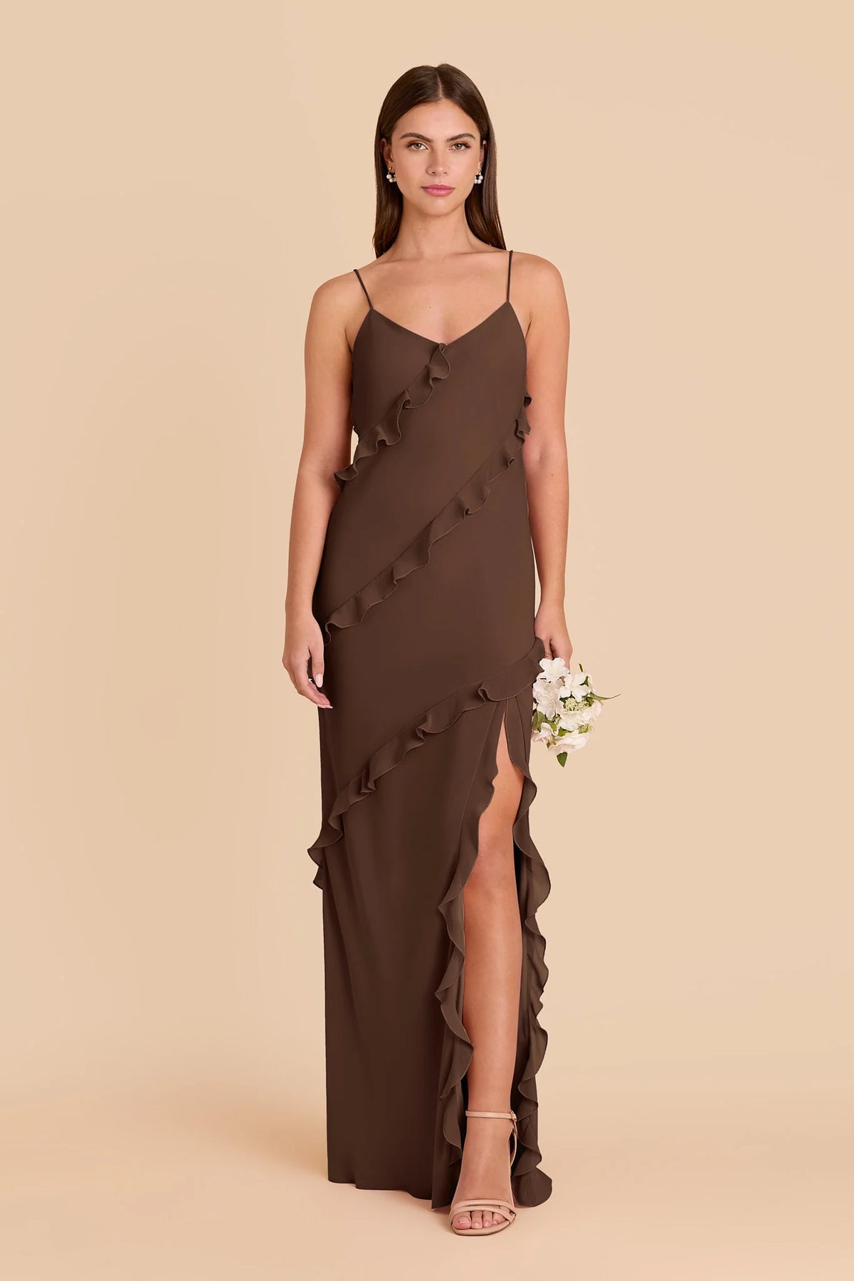 Vivienne Espresso front view bridesmaid dress