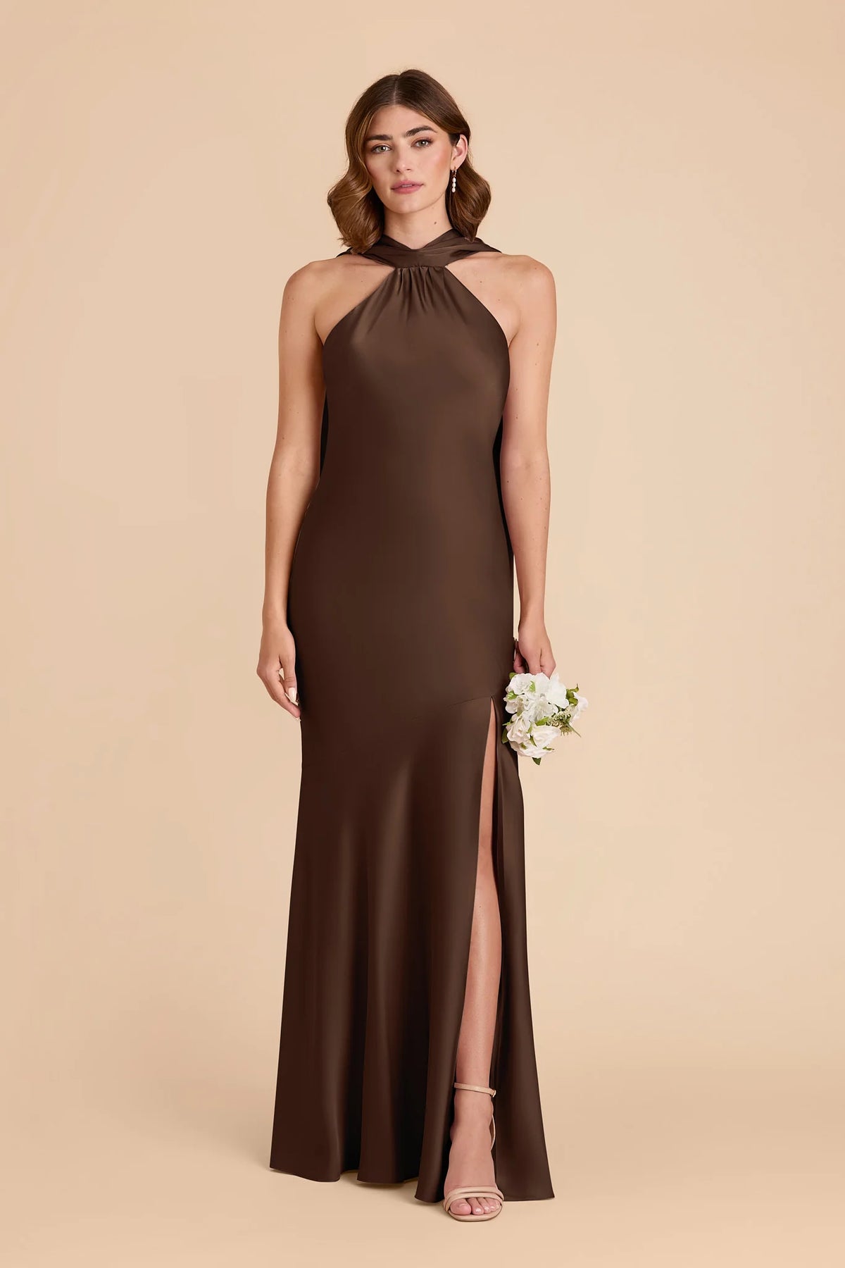 Camille Espresso front view bridesmaid dress