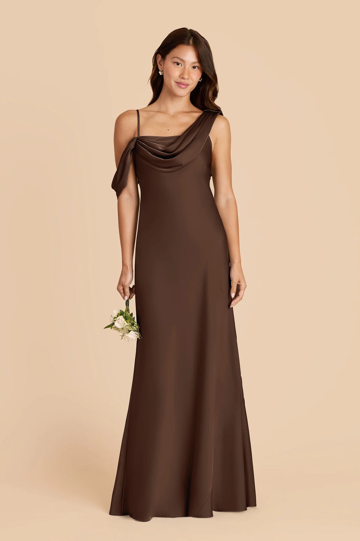 Thalia Espresso front view bridesmaid dress
