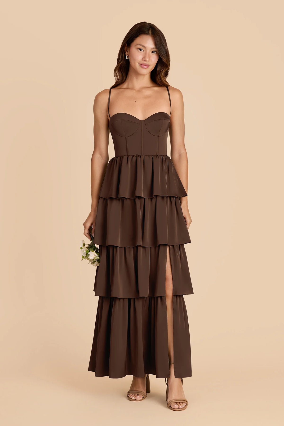 Calista Espresso front view bridesmaid dress