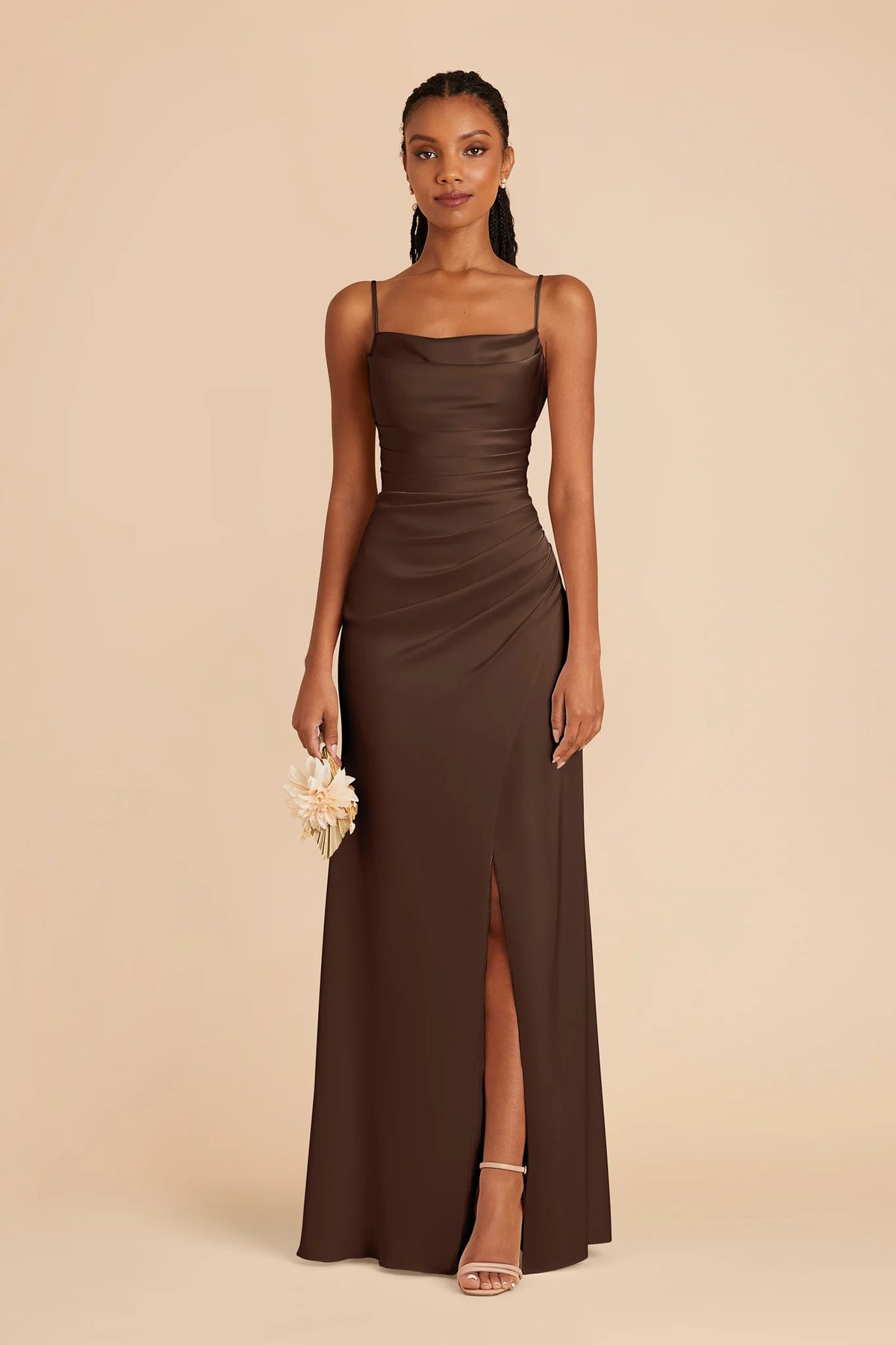 Sabine Espresso front view bridesmaid dress