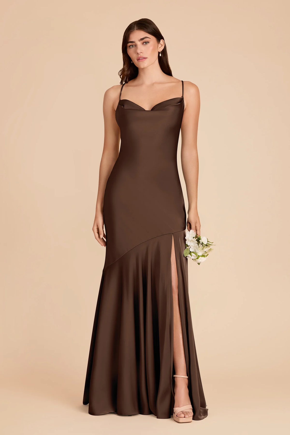 Estelle Espresso front view bridesmaid dress