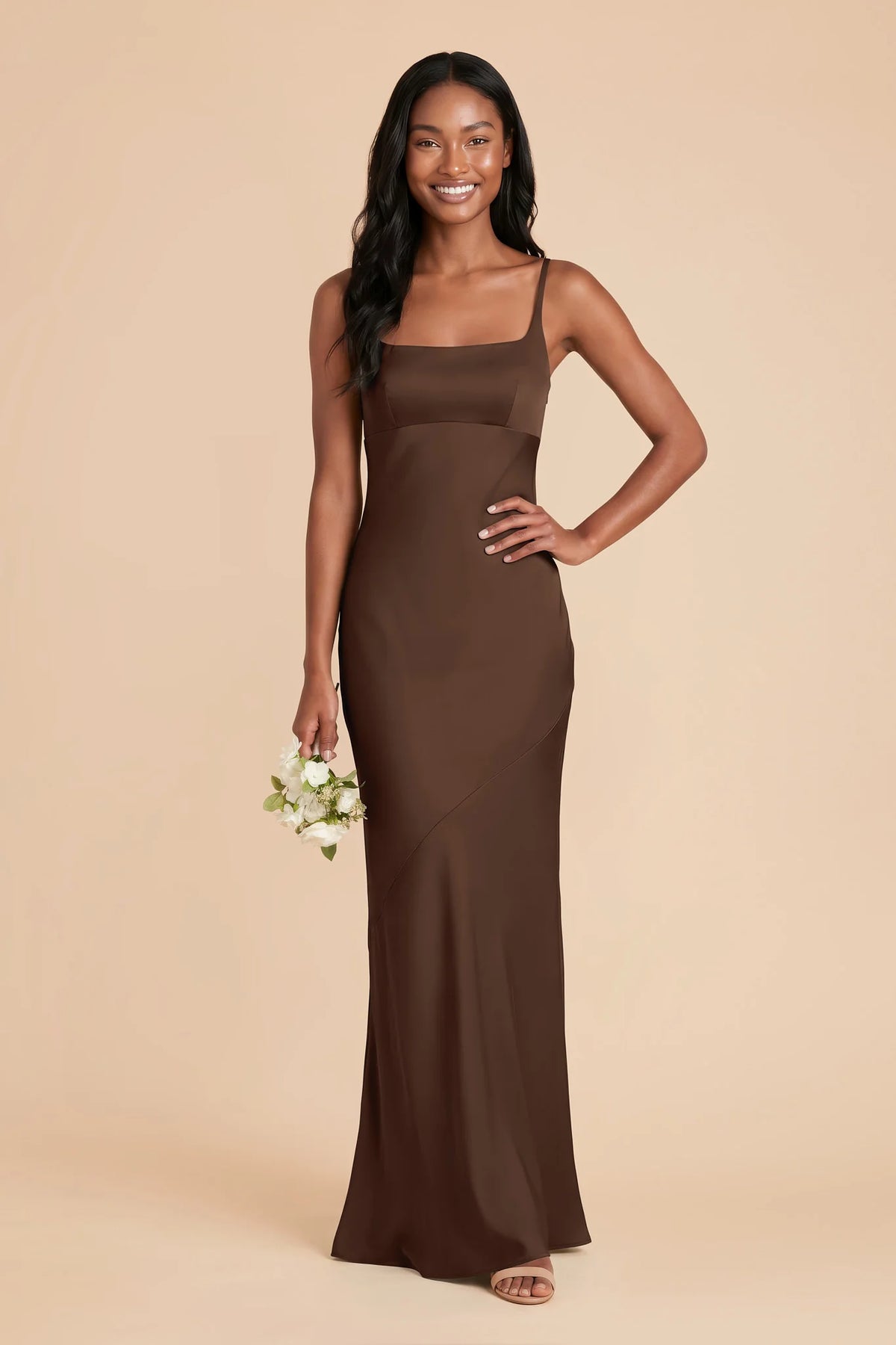 Noelle Espresso front view bridesmaid dress