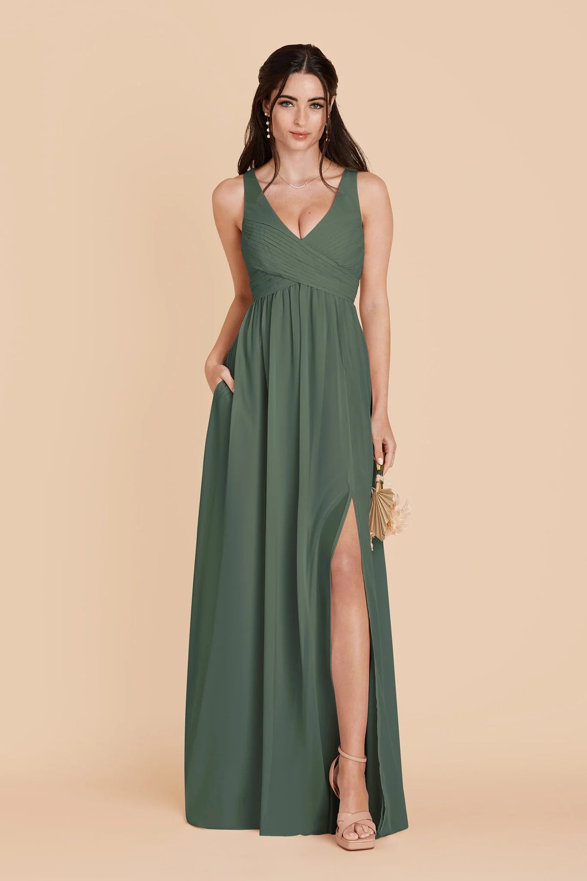 Annelise Eucalyptus front view bridesmaid dress