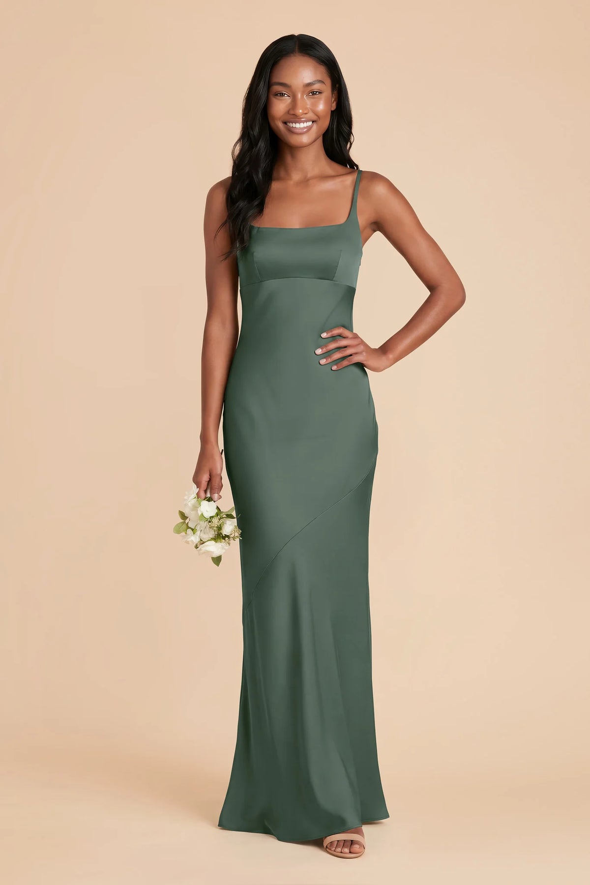 Noelle Eucalyptus front view bridesmaid dress