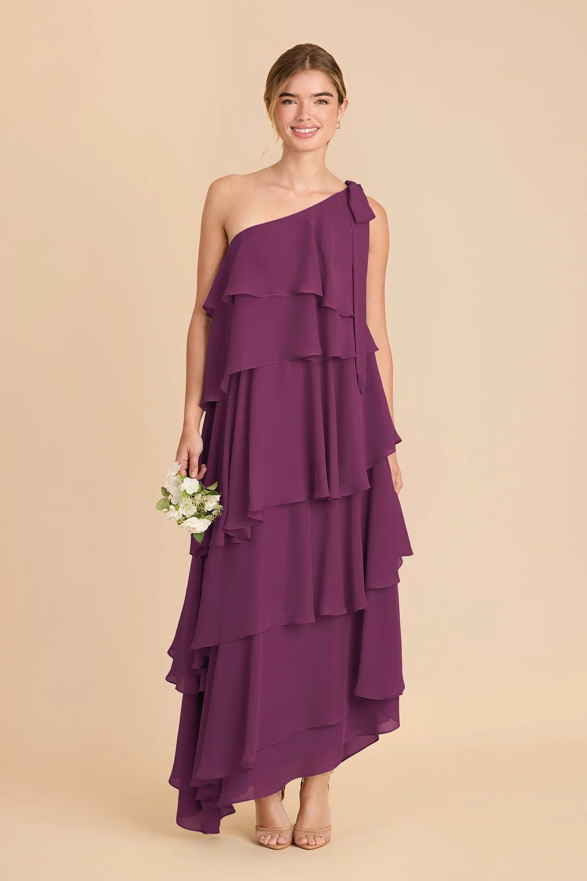 Marisol Fig front view bridesmaid dress
