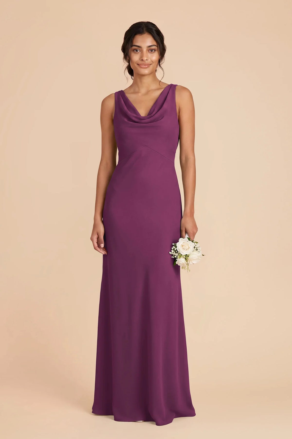 Odette Fig front view bridesmaid dress