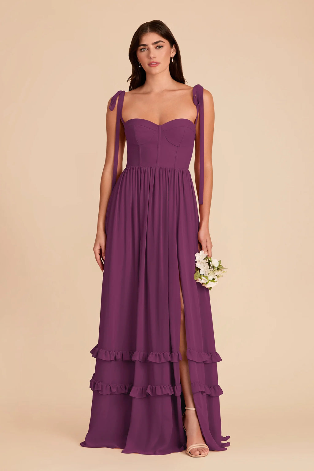 Daphne Fig front view bridesmaid dress