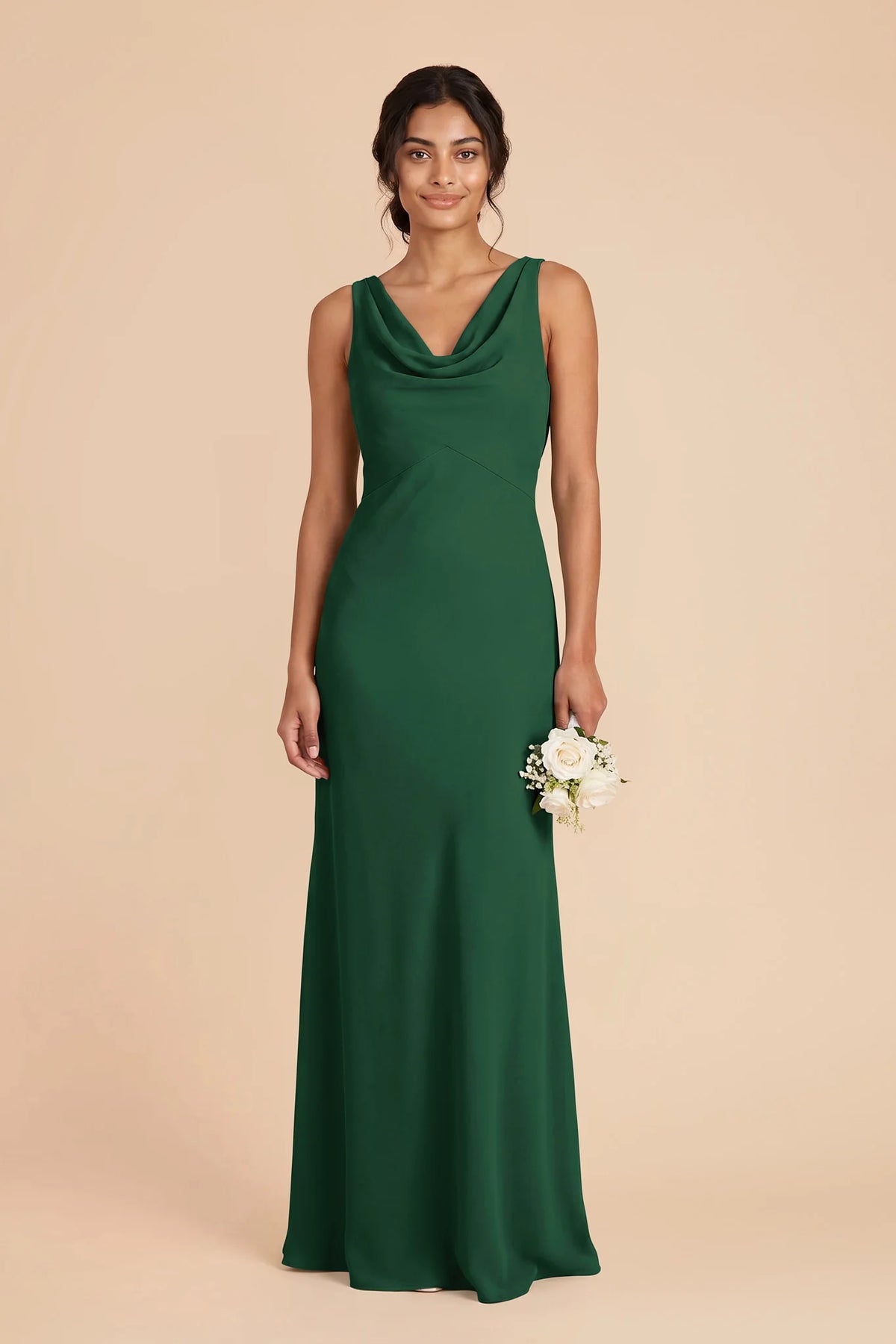 Odette Forest Green front view bridesmaid dress