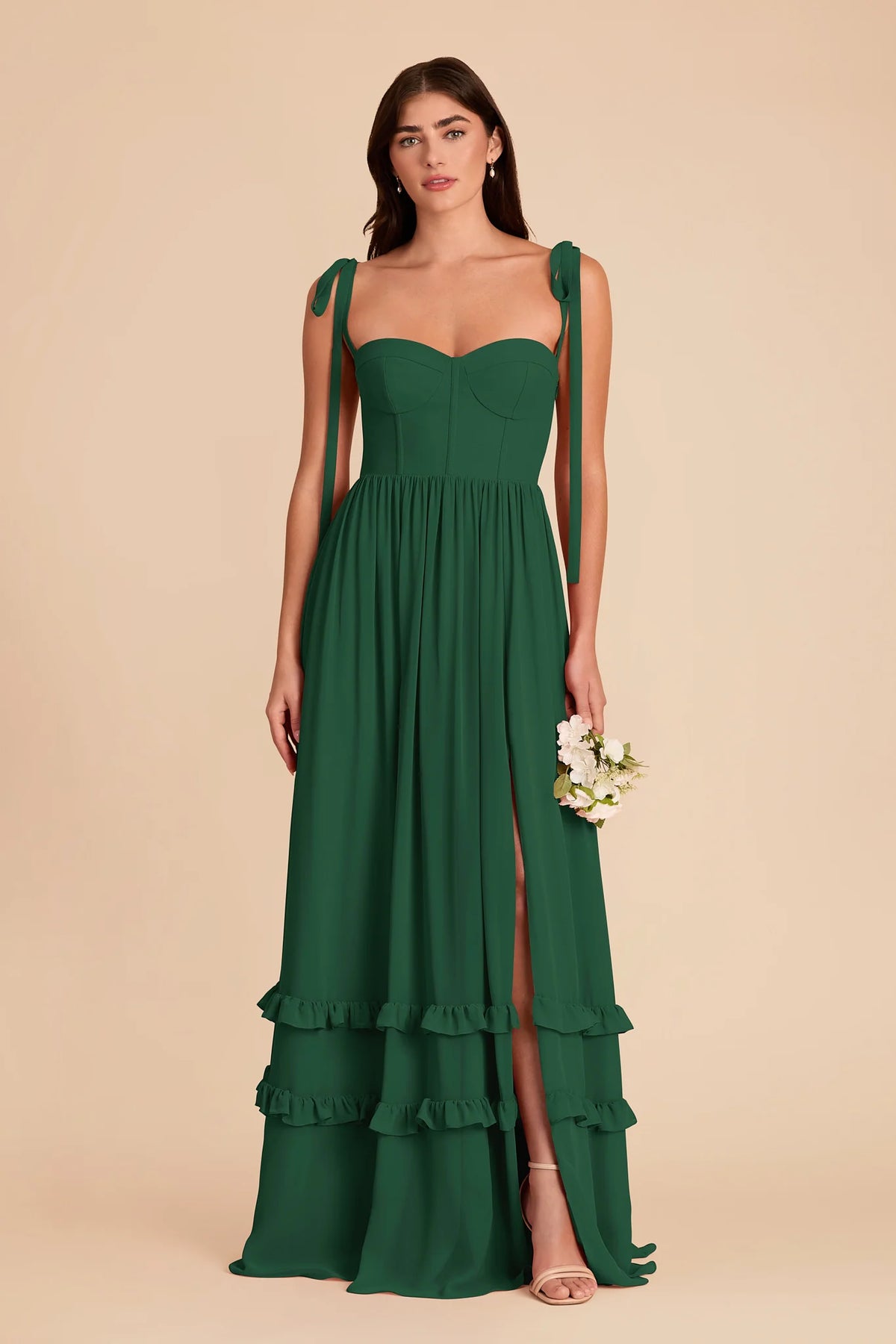 Daphne Forest Green front view bridesmaid dress