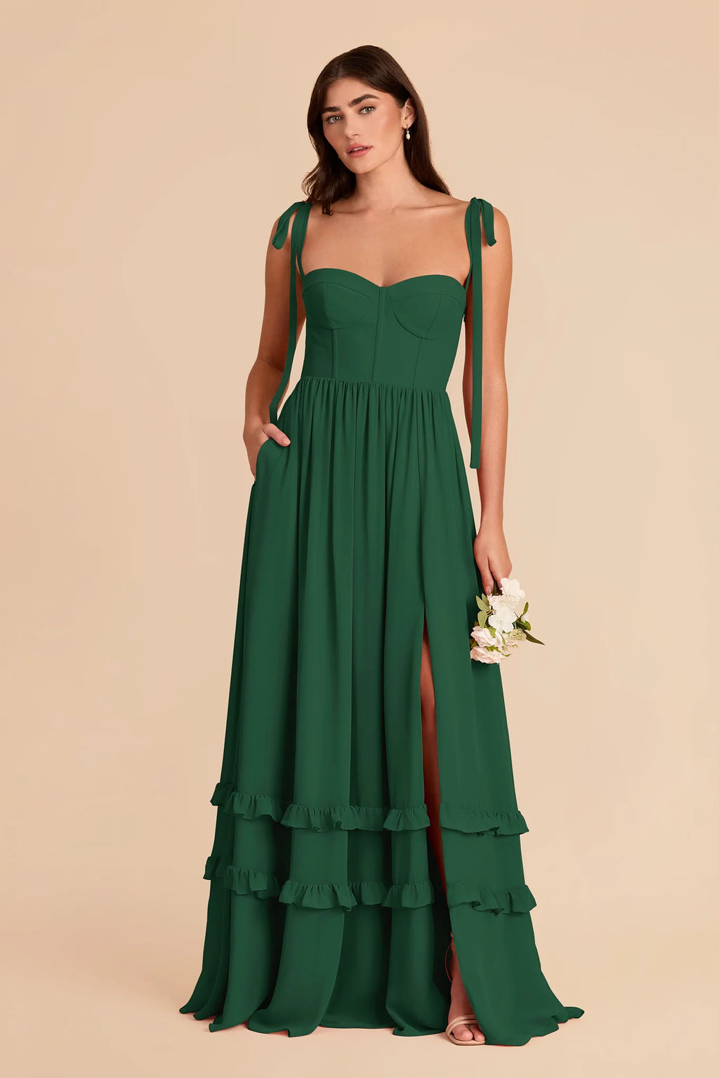 Daphne Forest Green alternate view 2 bridesmaid dress