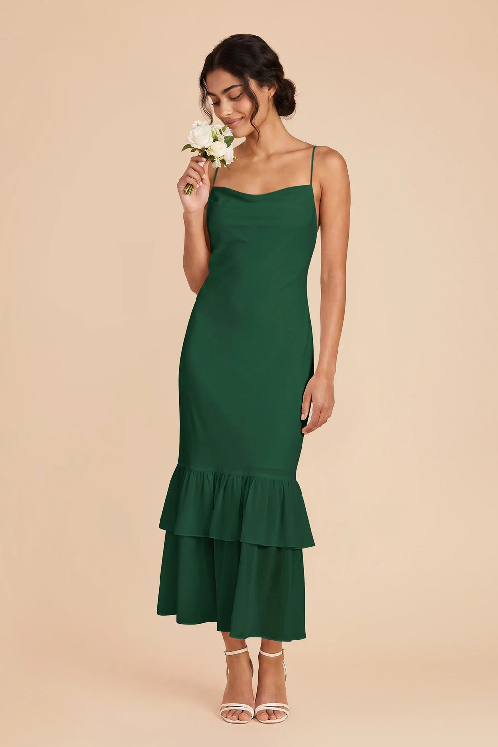 Liora Forest Green front view bridesmaid dress