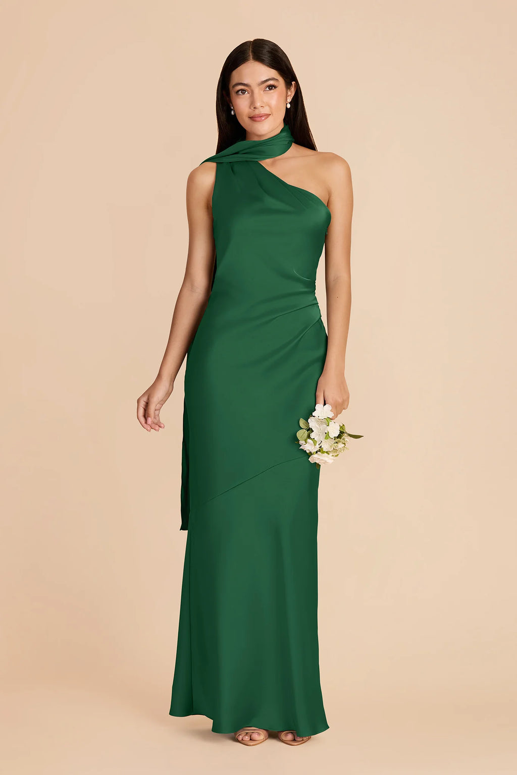 Ariadne Forest Green front view bridesmaid dress