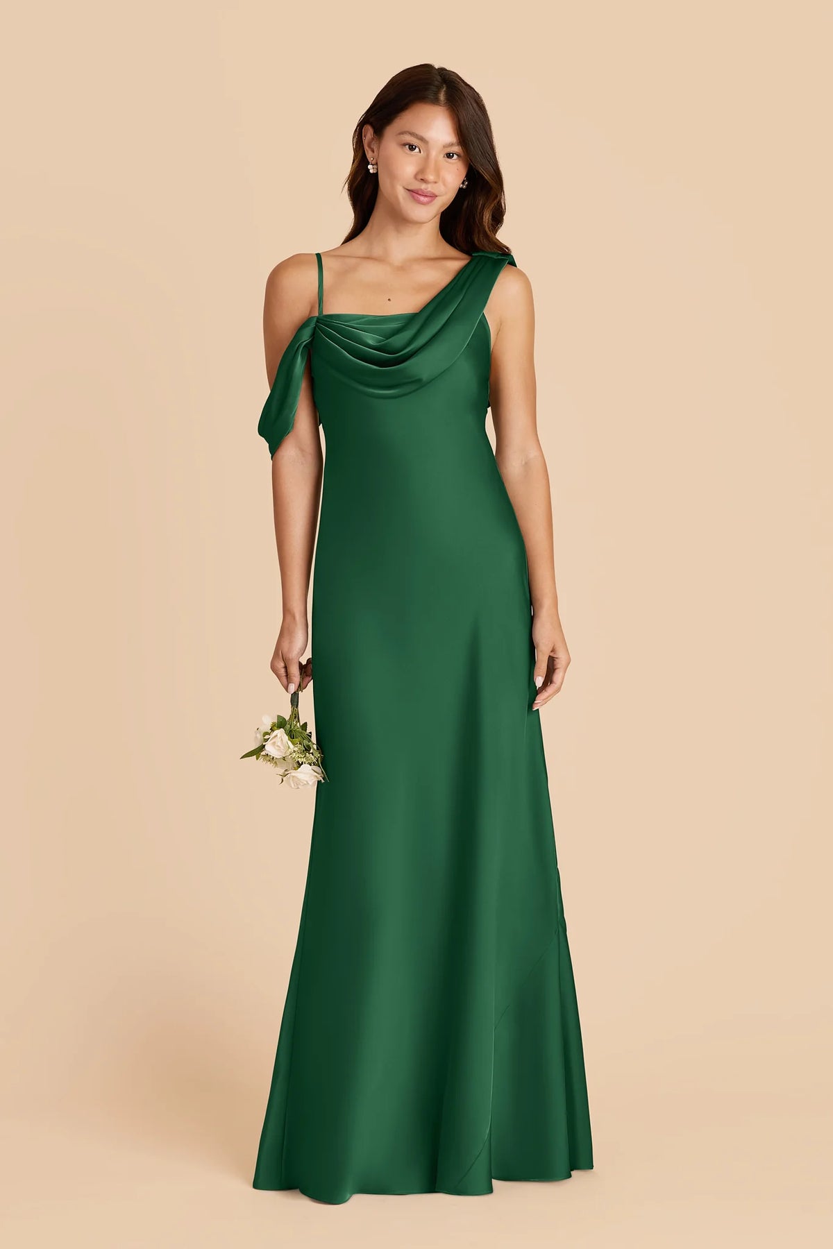 Thalia Forest Green front view bridesmaid dress