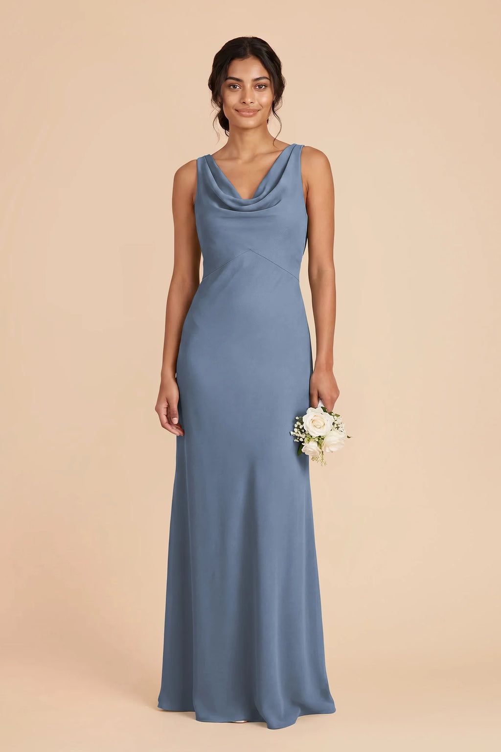 Odette French Blue front view bridesmaid dress