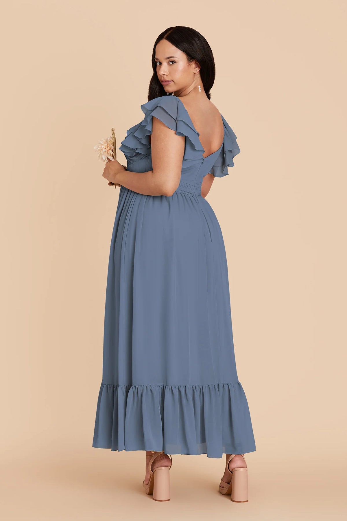 Talia French Blue back view bridesmaid dress