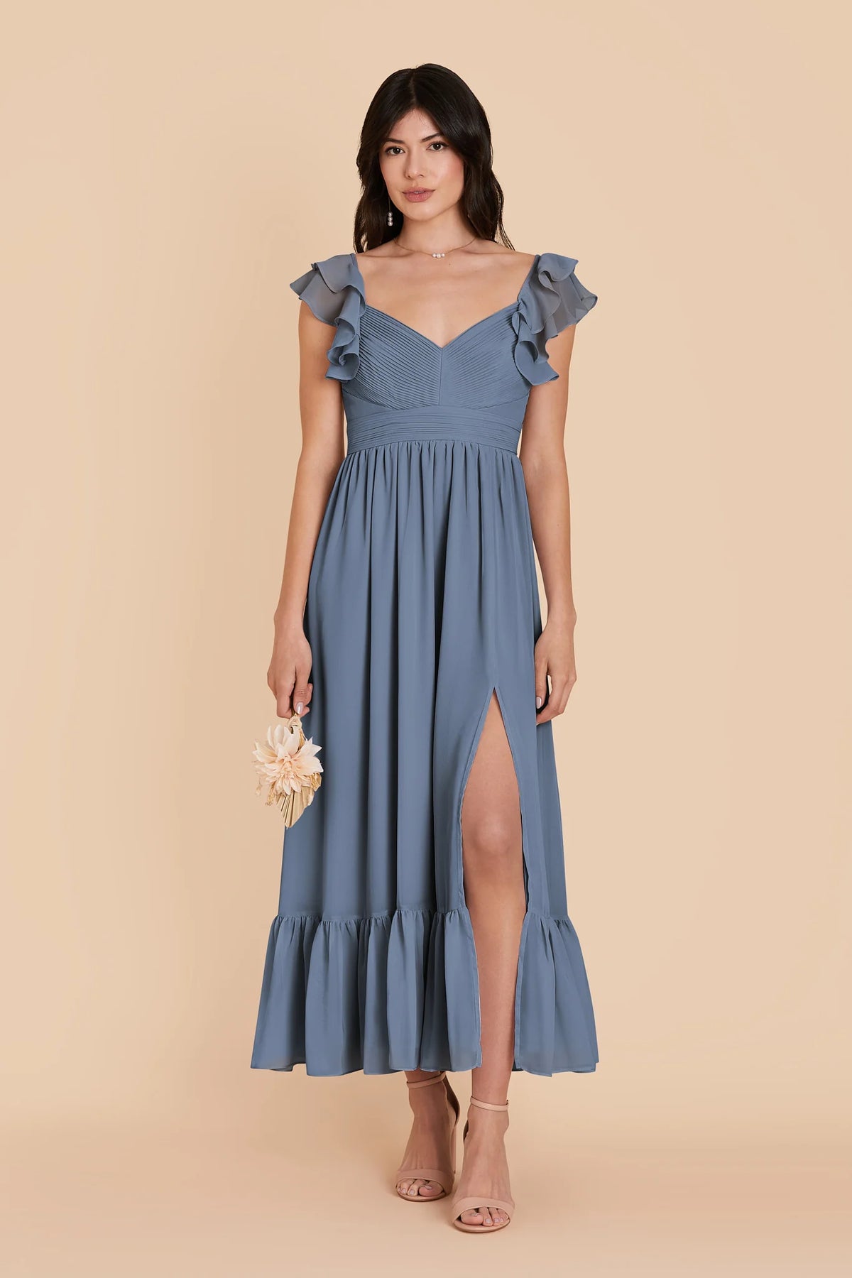 Talia French Blue front view bridesmaid dress