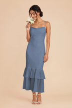 Liora French Blue front view bridesmaid dress