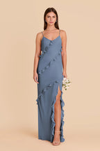 Vivienne French Blue front view bridesmaid dress