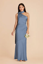 Ariadne French Blue front view bridesmaid dress