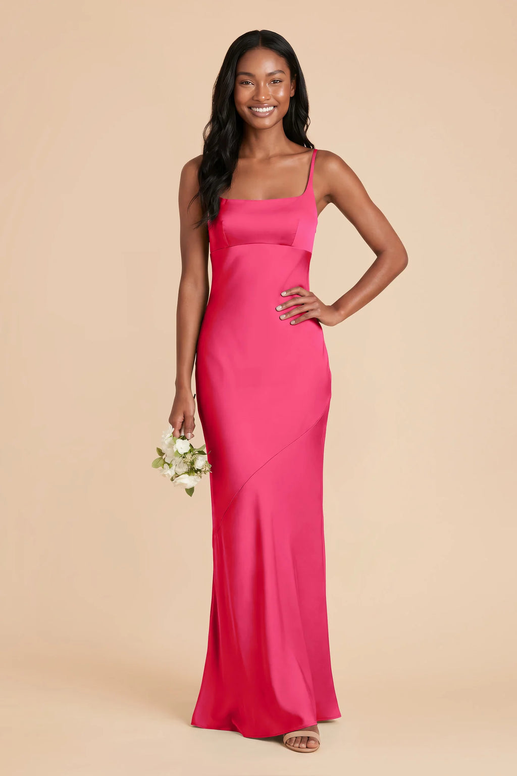 Noelle Fuchsia front view bridesmaid dress