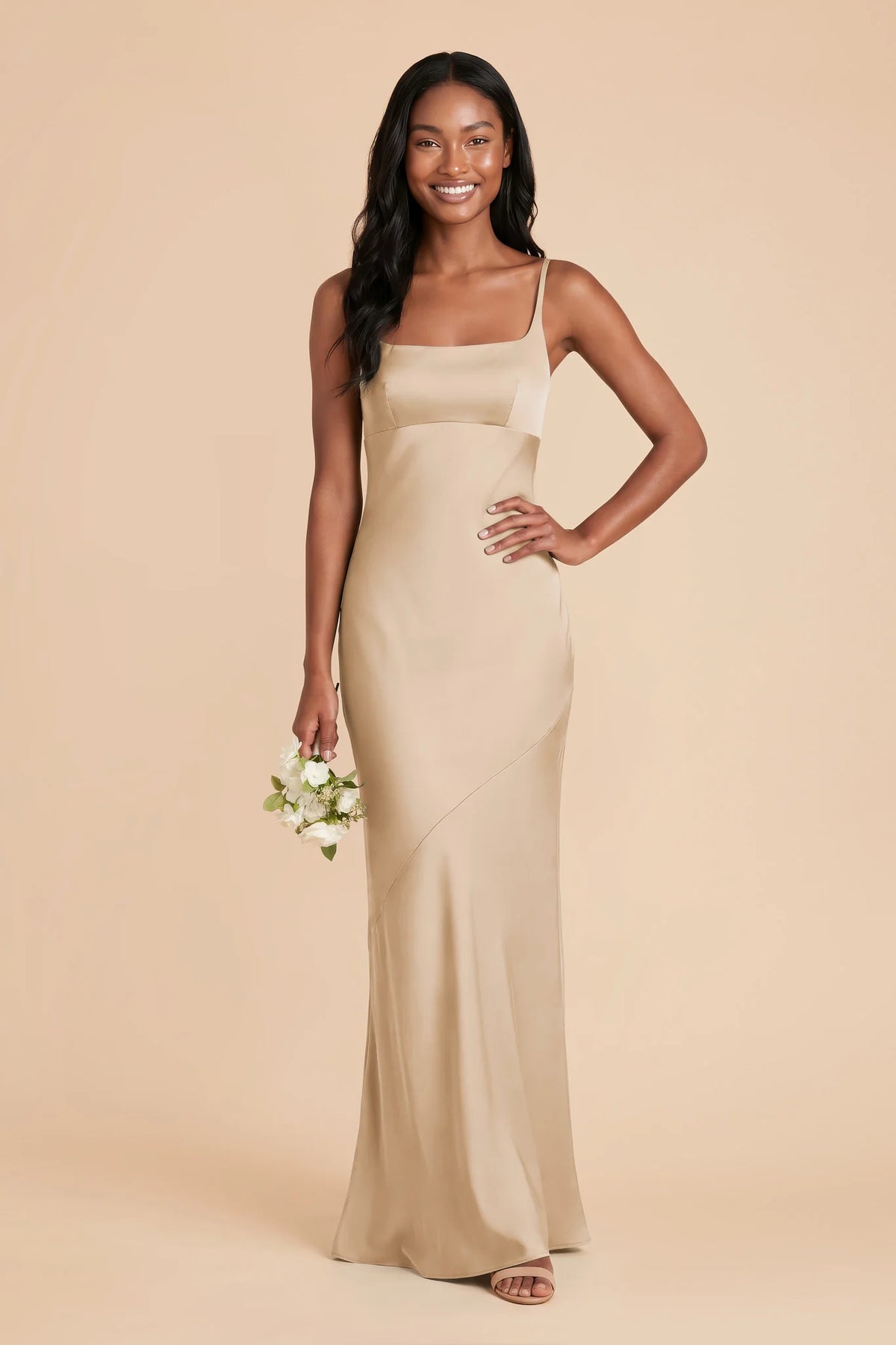 Noelle Gold front view bridesmaid dress