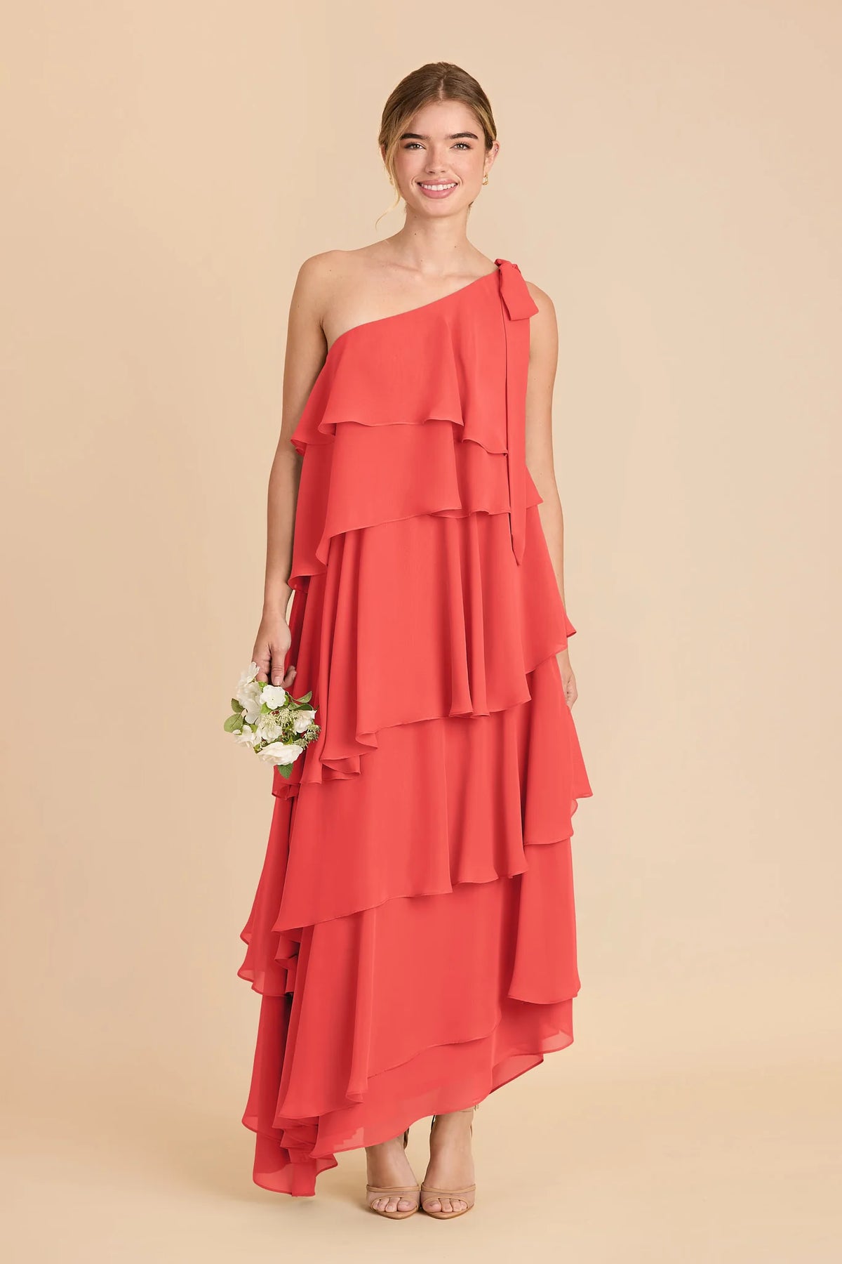 Marisol Guava front view bridesmaid dress