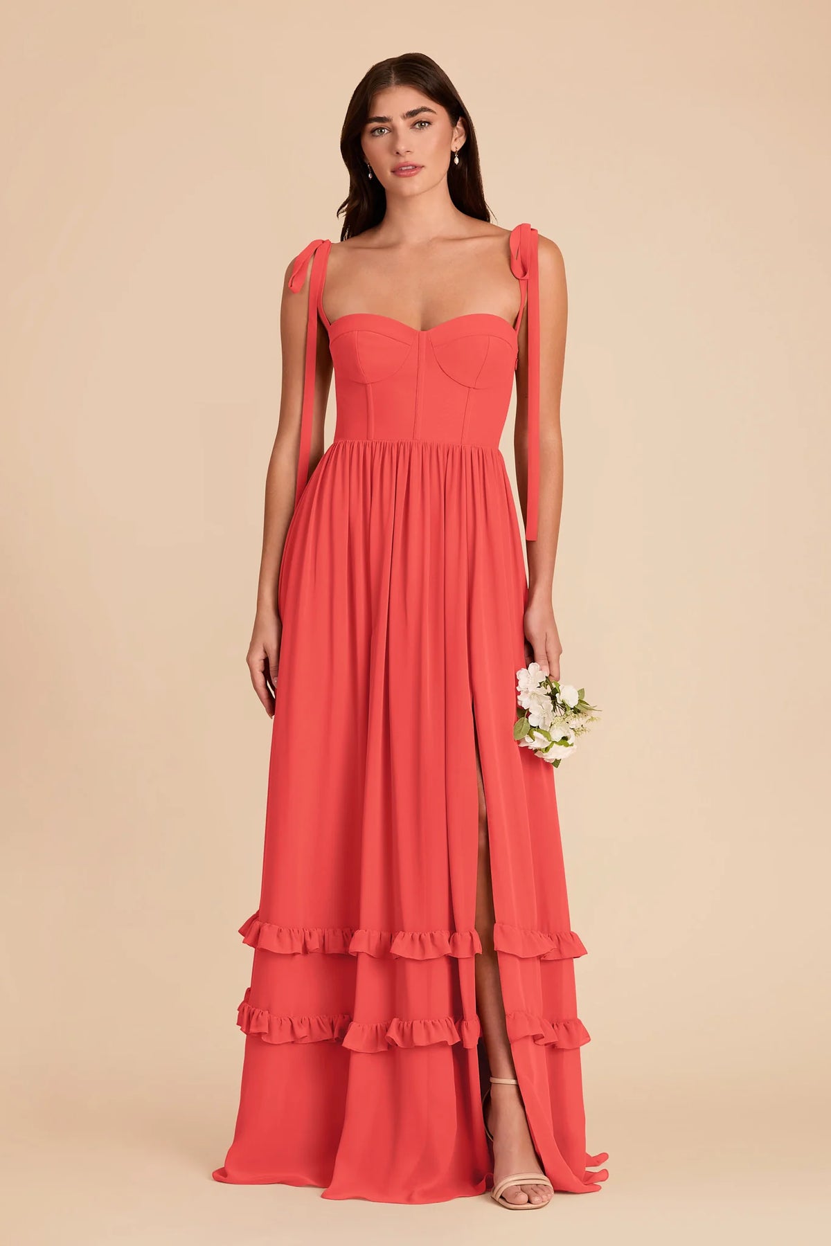 Daphne Guava front view bridesmaid dress