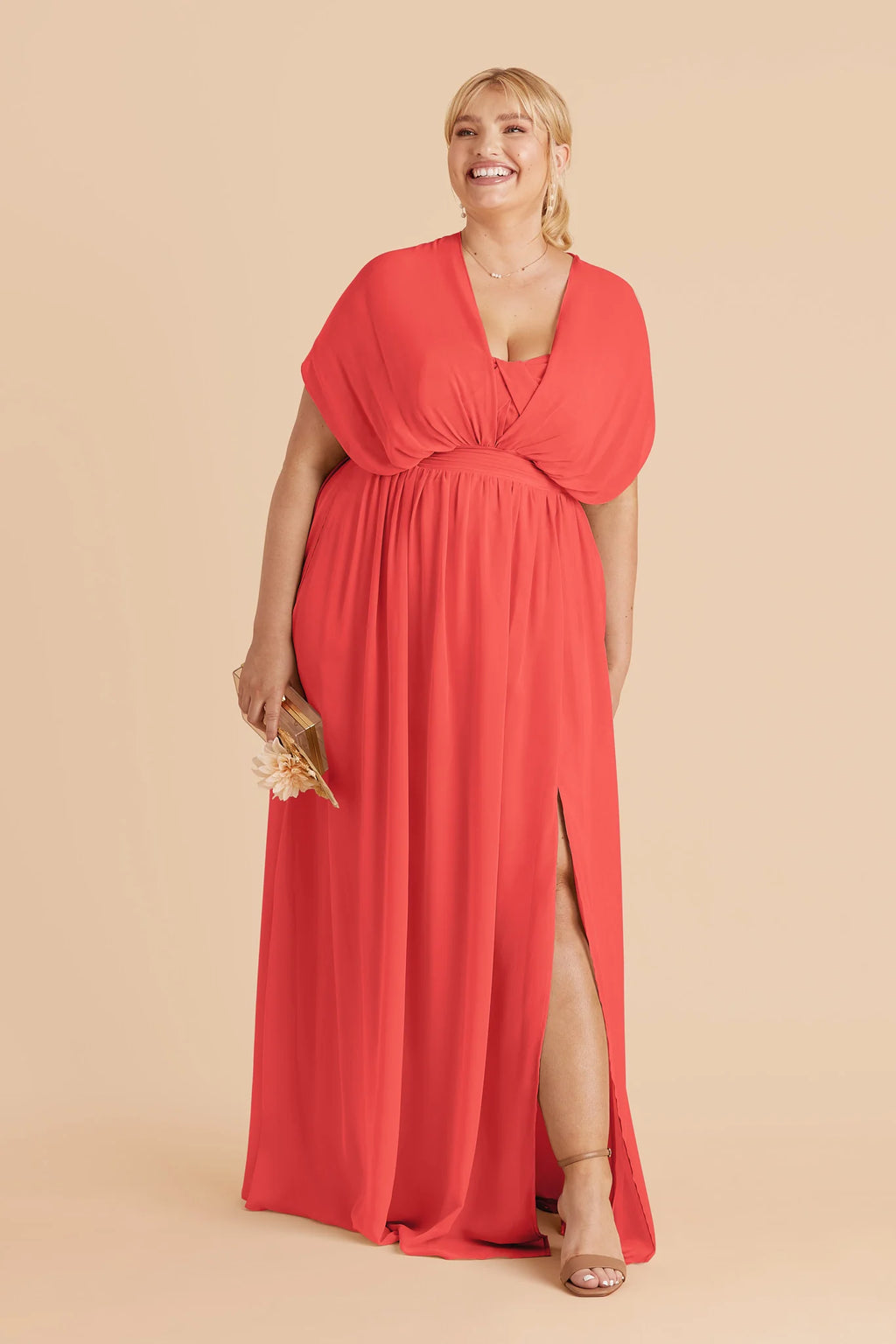 Elodie Guava alternate view 1 bridesmaid dress
