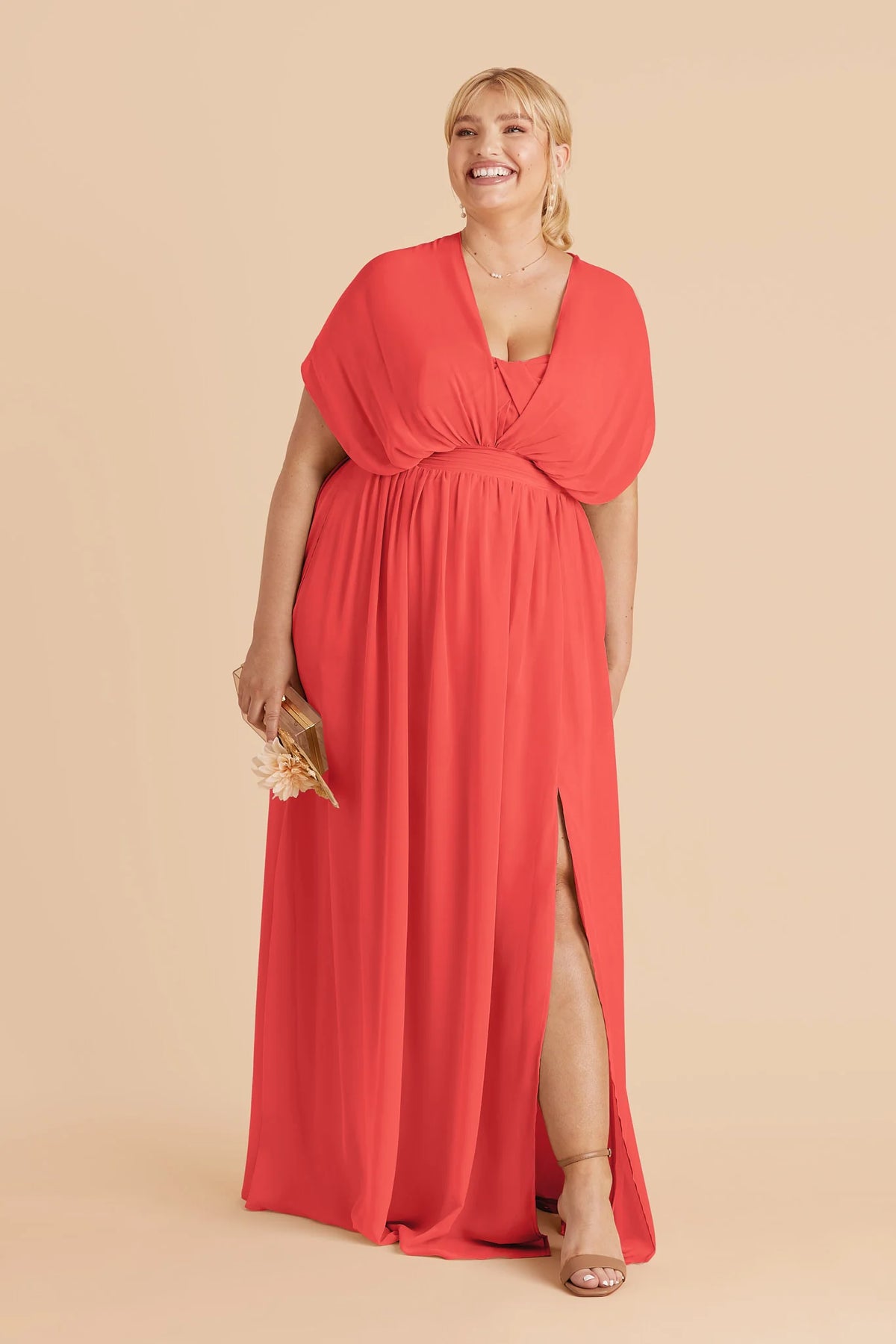 Elodie Guava alternate view 1 bridesmaid dress