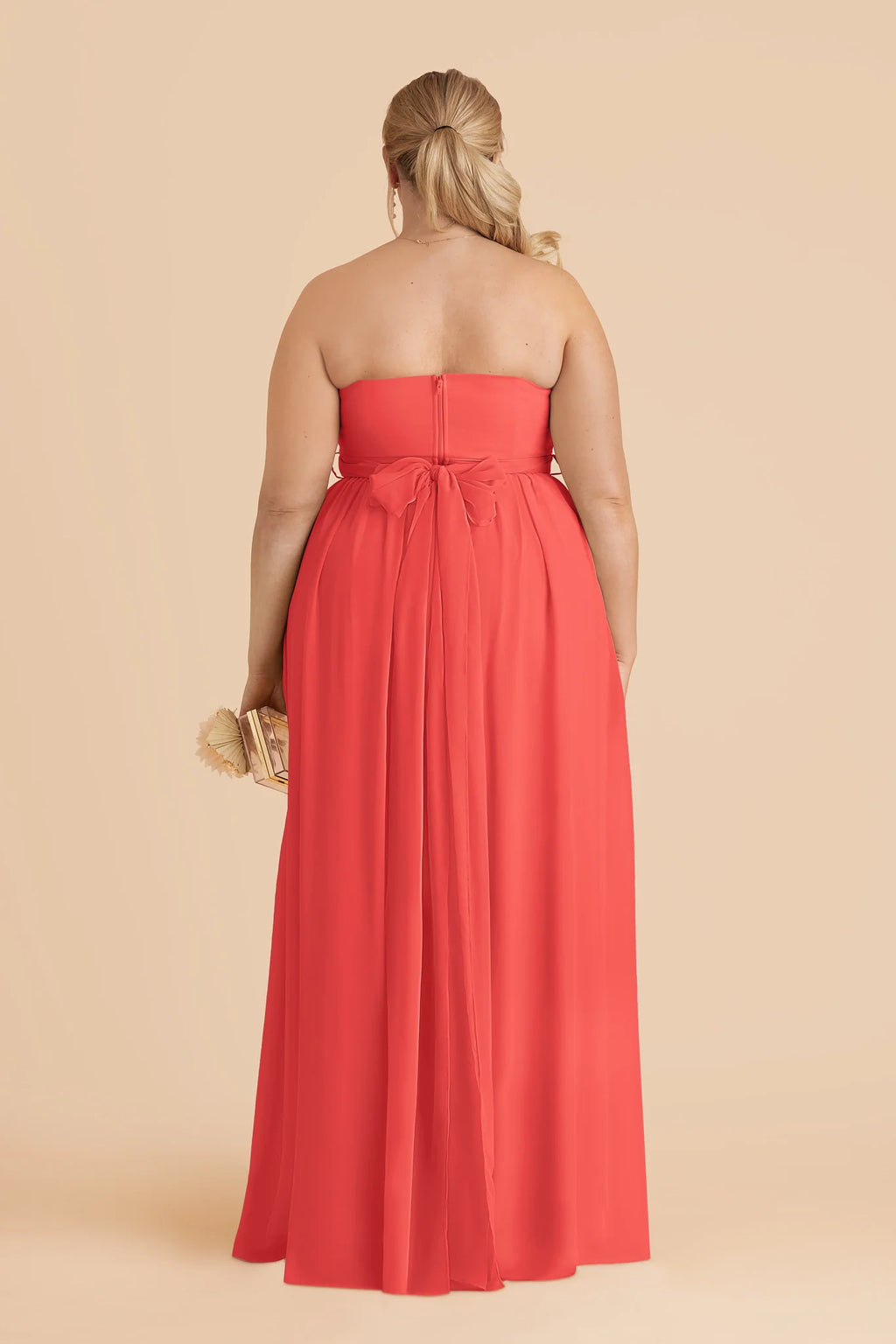 Elodie Guava back view bridesmaid dress