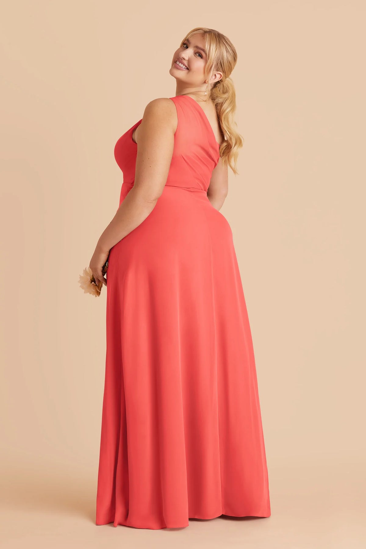 Celine Guava back view bridesmaid dress