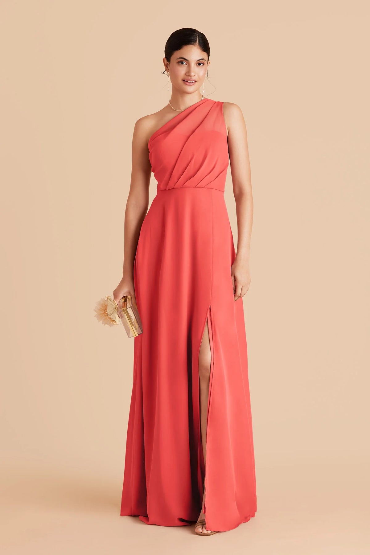 Celine Guava front view bridesmaid dress