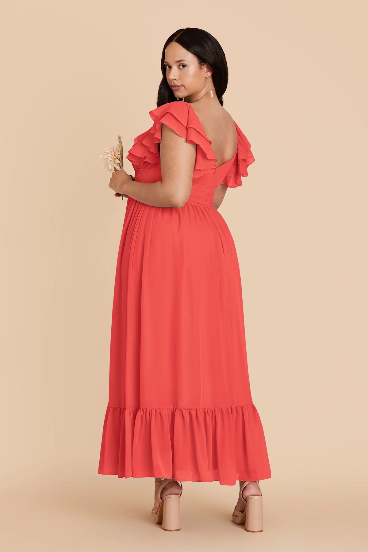 Talia Guava back view bridesmaid dress