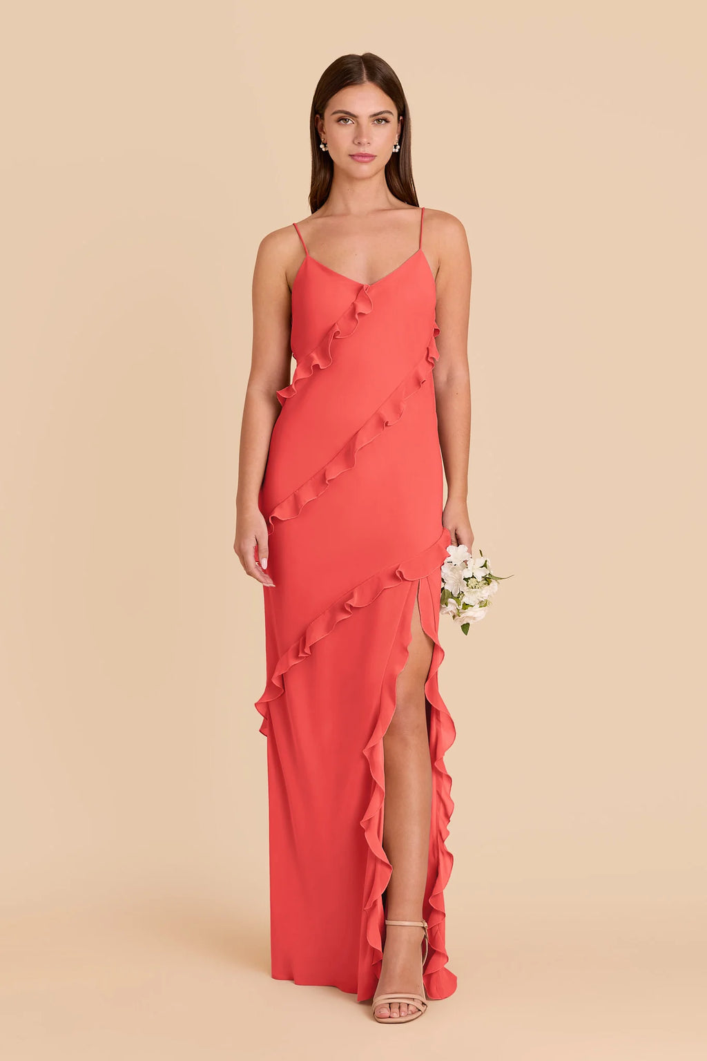 Vivienne Guava front view bridesmaid dress