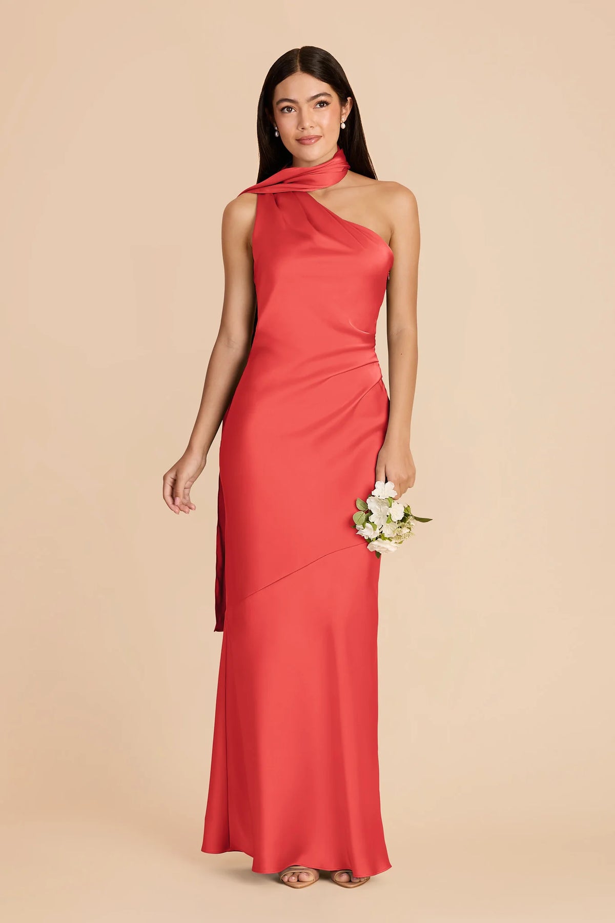 Ariadne Guava front view bridesmaid dress