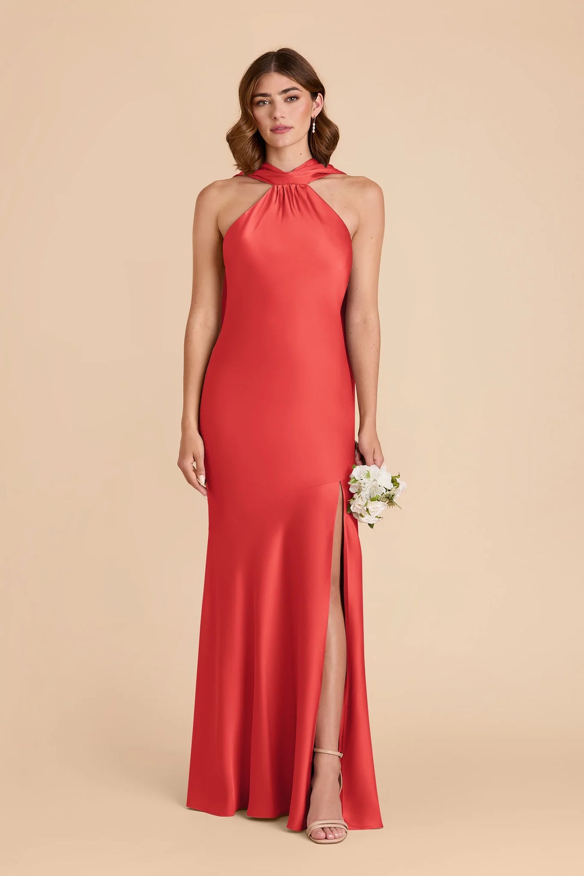 Camille Guava front view bridesmaid dress