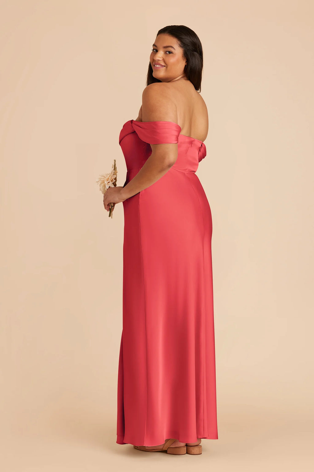 Corinne Guava back view bridesmaid dress