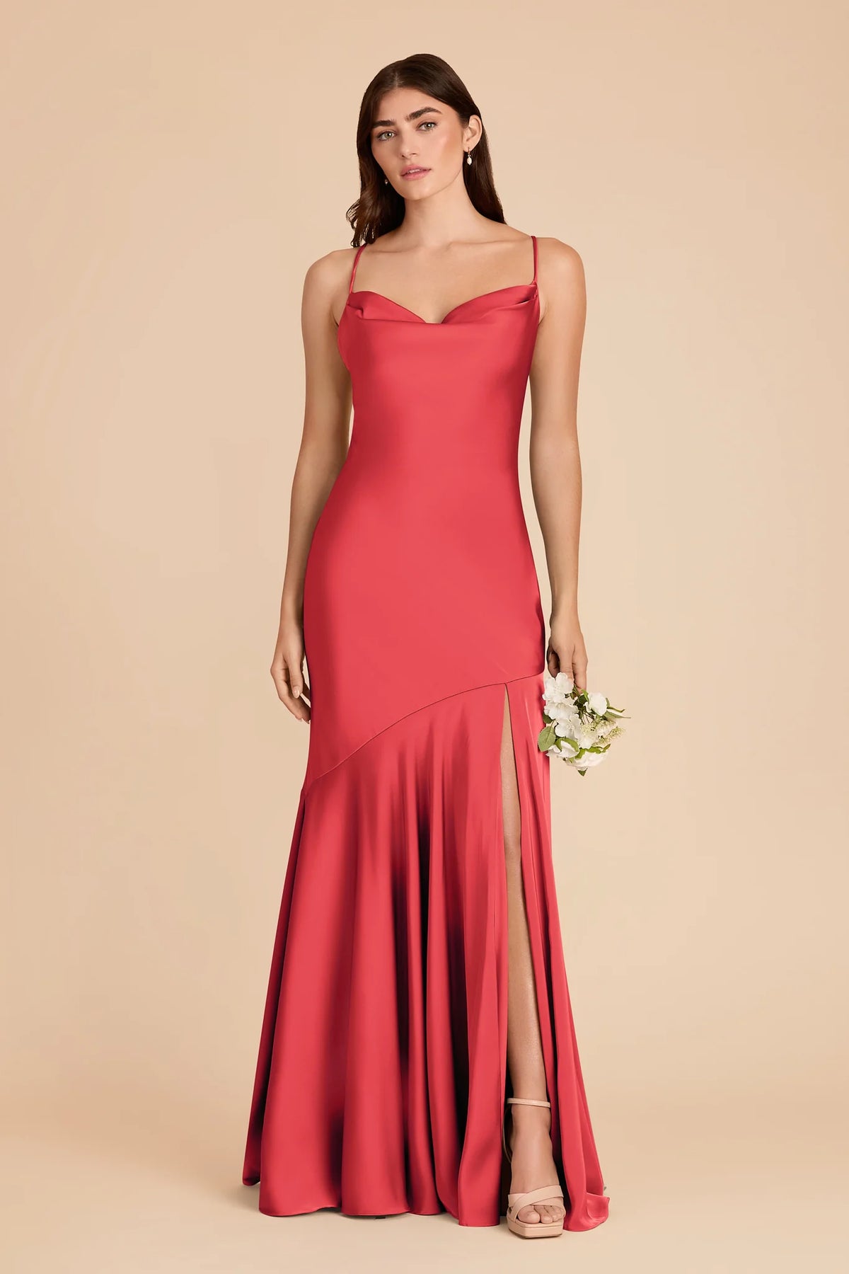 Estelle Guava front view bridesmaid dress