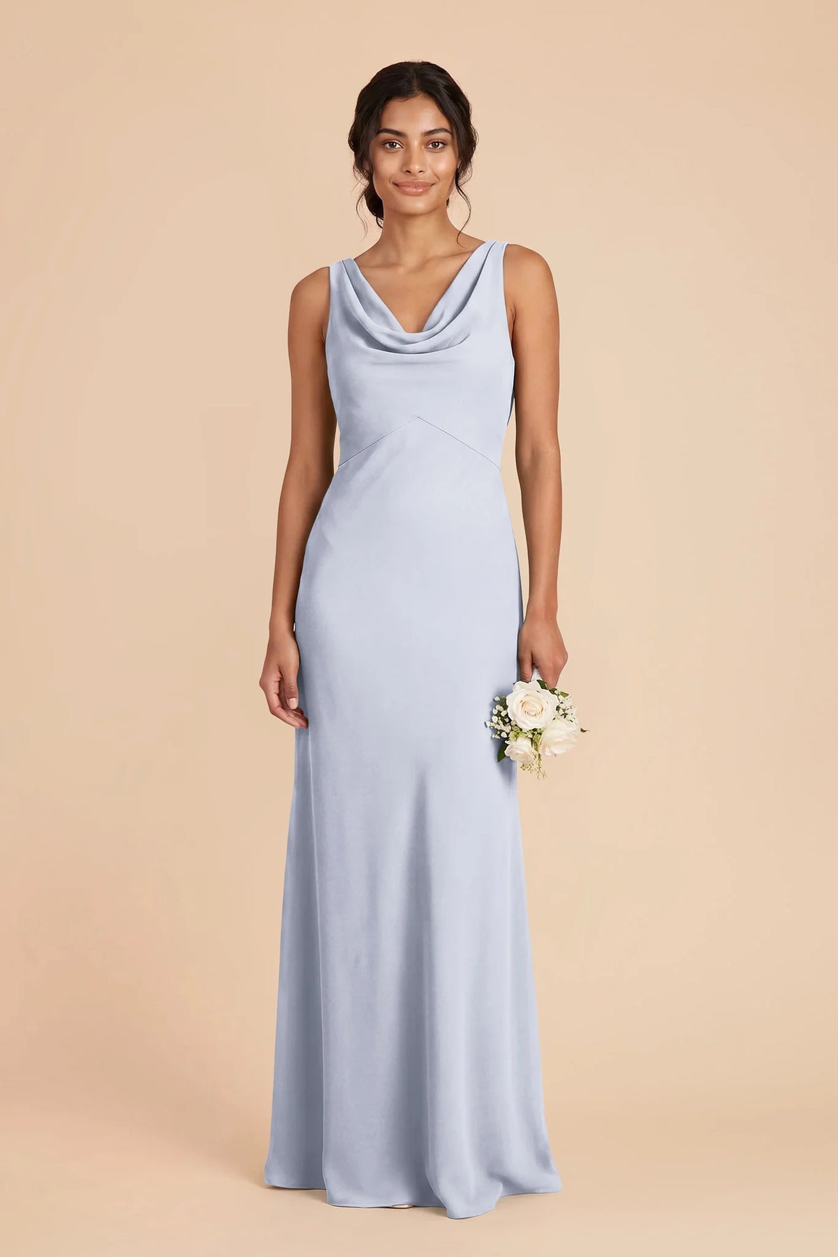 Odette Ice Blue front view bridesmaid dress