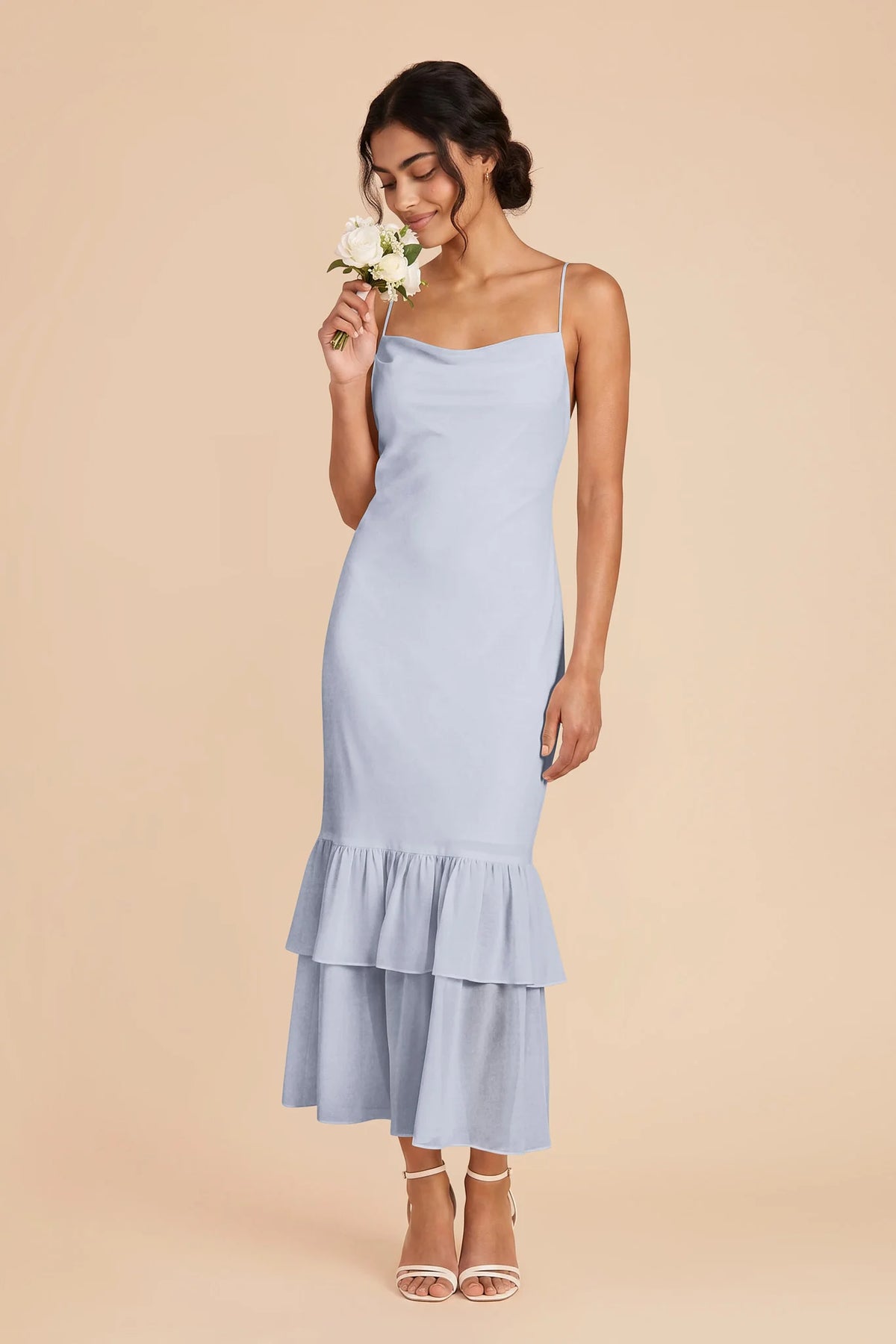 Liora Ice Blue front view bridesmaid dress