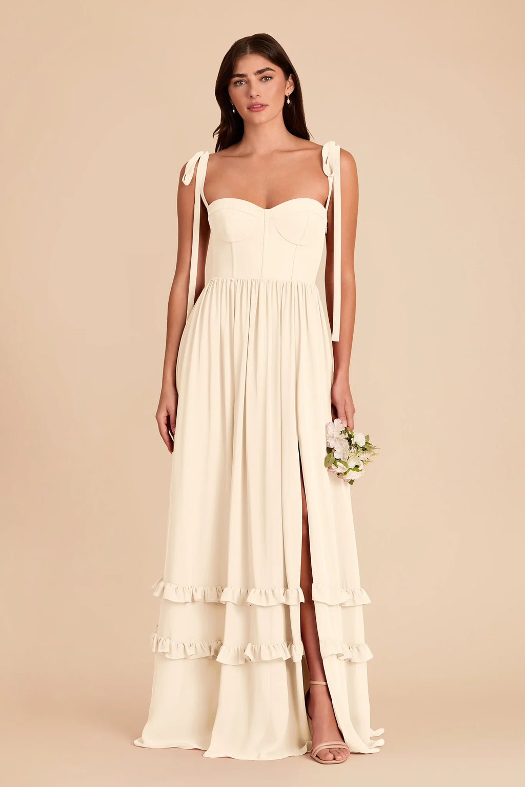 Daphne Ivory Cream front view bridesmaid dress
