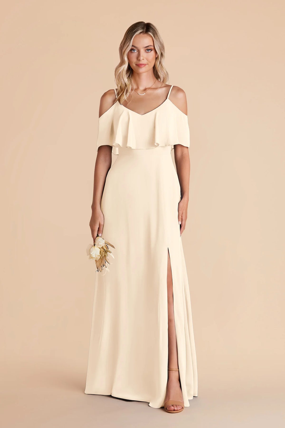 Genevieve Ivory Cream front view bridesmaid dress