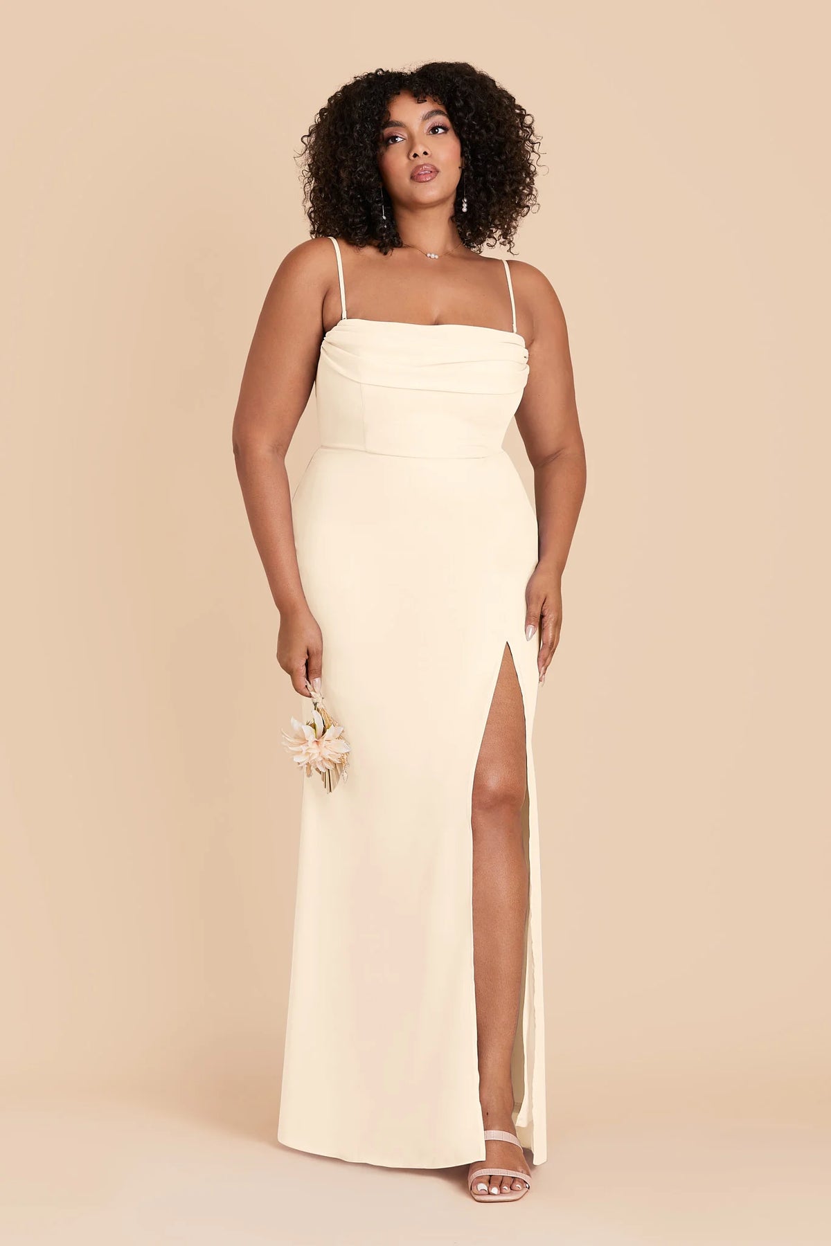 Odessa Ivory Cream front view bridesmaid dress