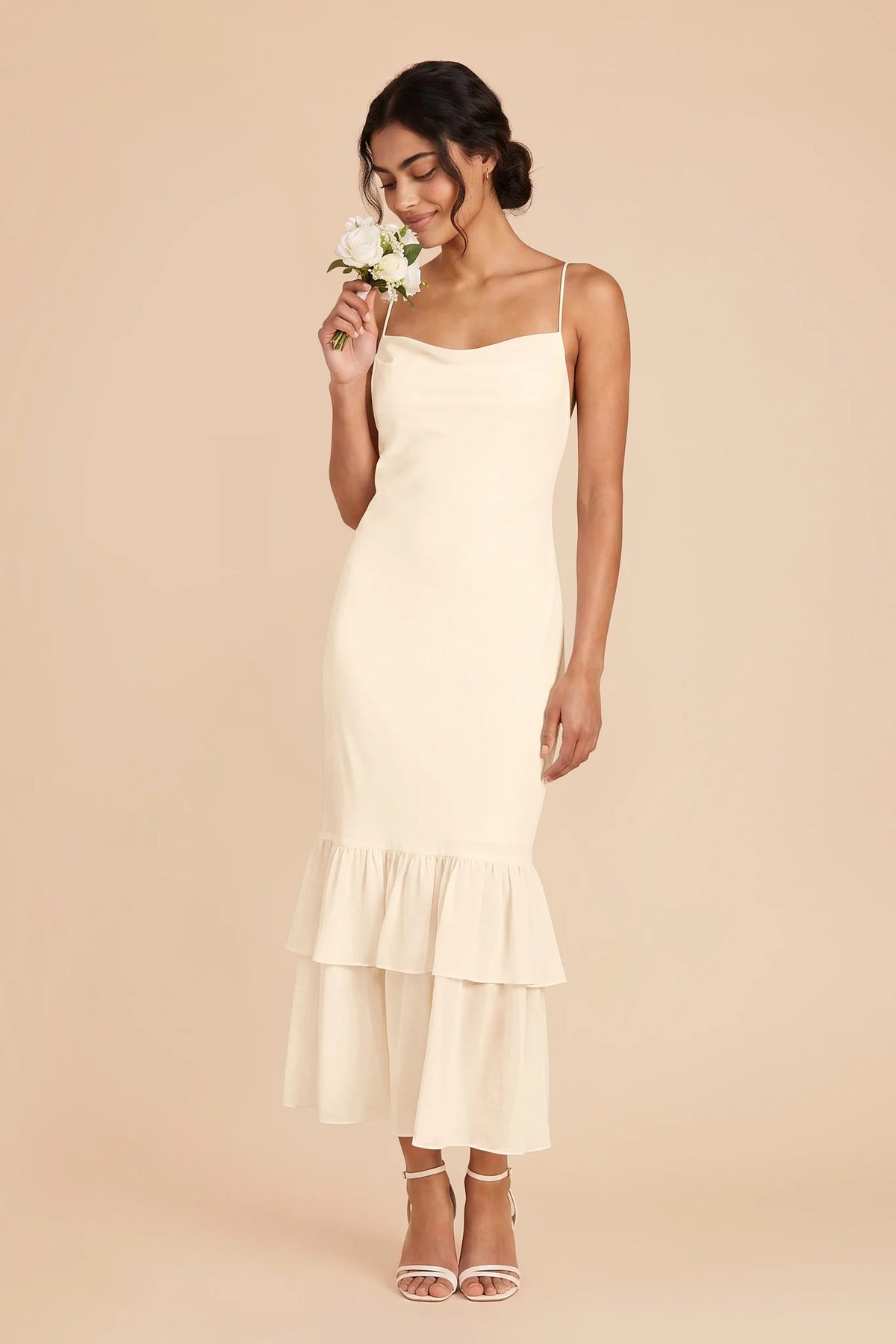 Liora Ivory Cream front view bridesmaid dress