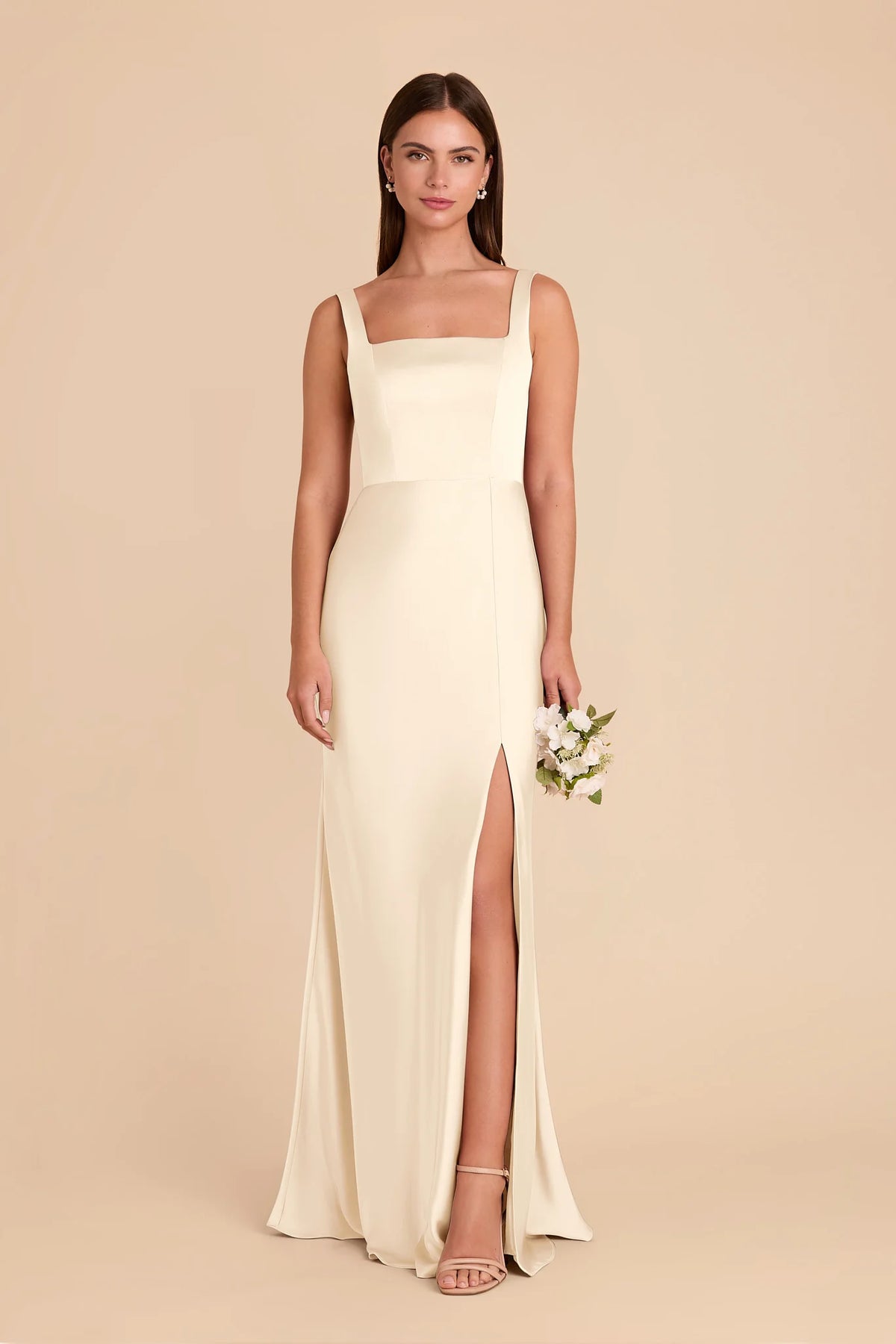 Elowen Ivory Cream front view bridesmaid dress