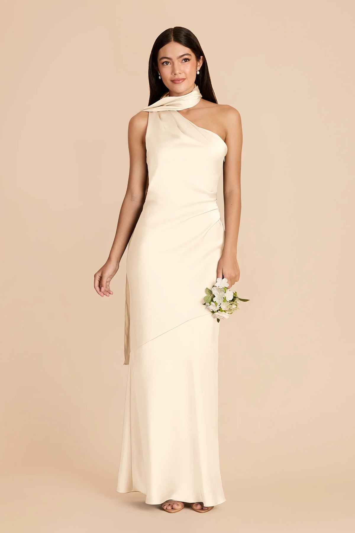 Ariadne Ivory Cream front view bridesmaid dress