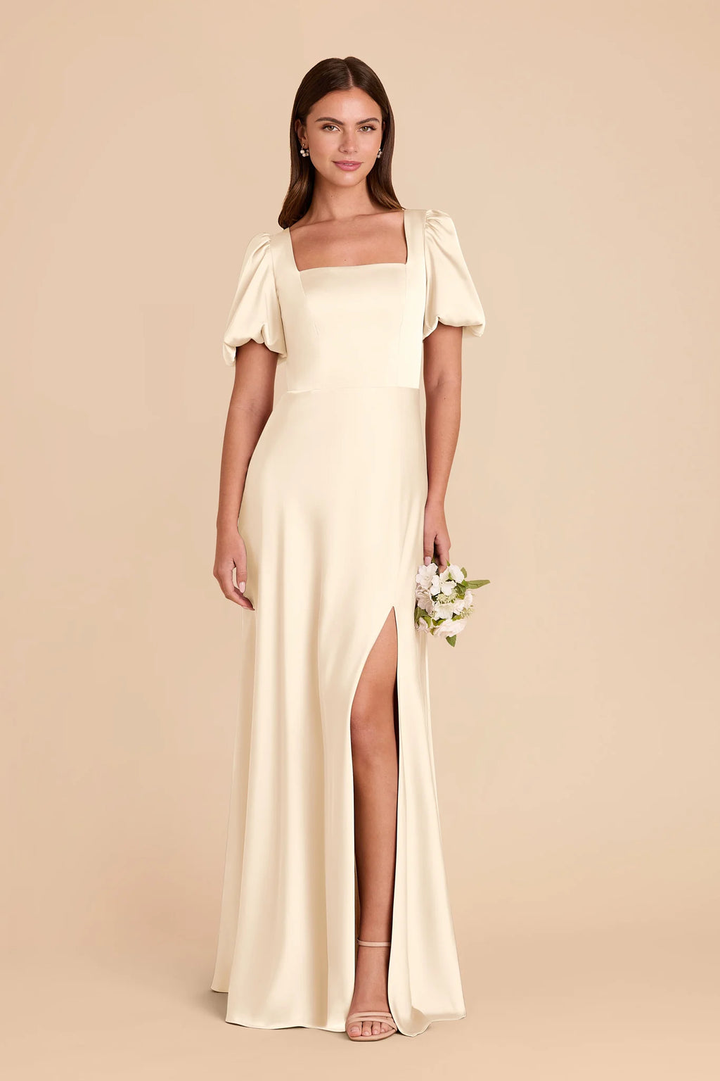 Selene Ivory Cream front view bridesmaid dress
