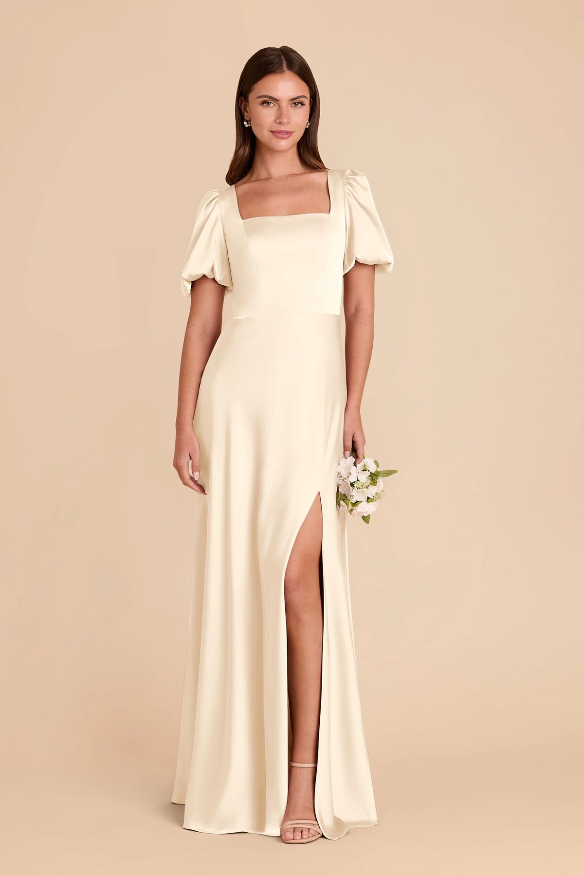 Selene Ivory Cream front view bridesmaid dress