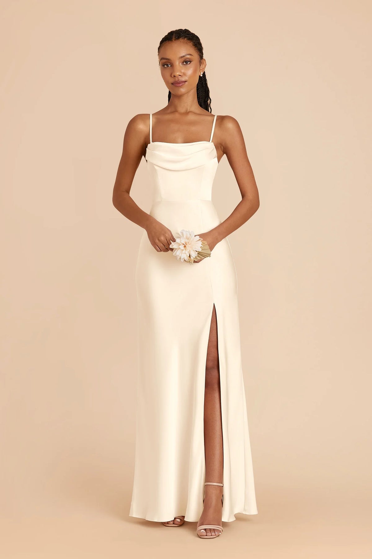 Corinne Ivory Cream front view bridesmaid dress